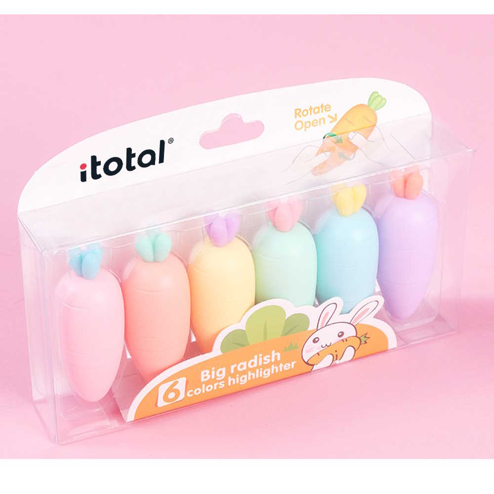 Set 6 mini evidenziatori CAROTA macaron