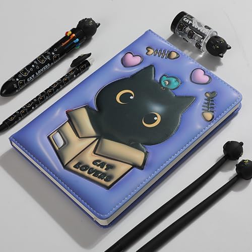 Notebook A5 pagine bianche con copertina 3D, squishy 196 facciate (BLACK CAT)