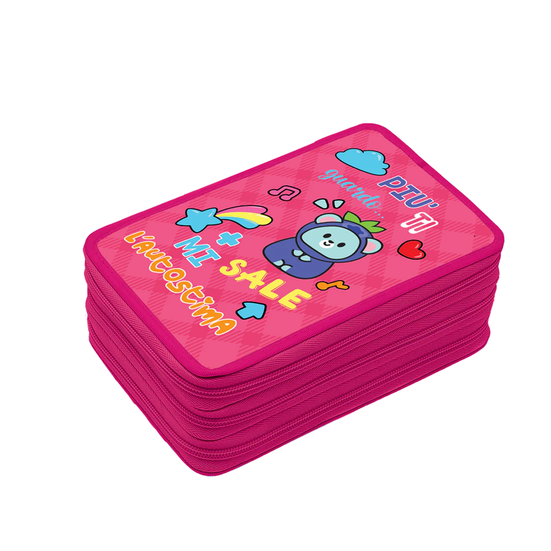 Astuccio 3Zip TINTA UNITA Zoo Fuxia