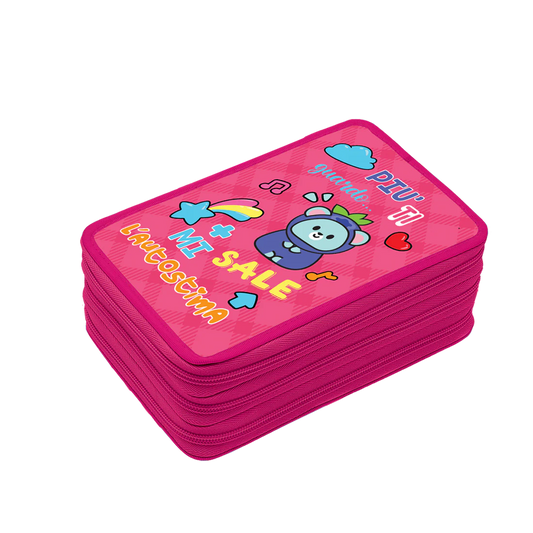 Astuccio 3Zip TINTA UNITA Zoo Fuxia