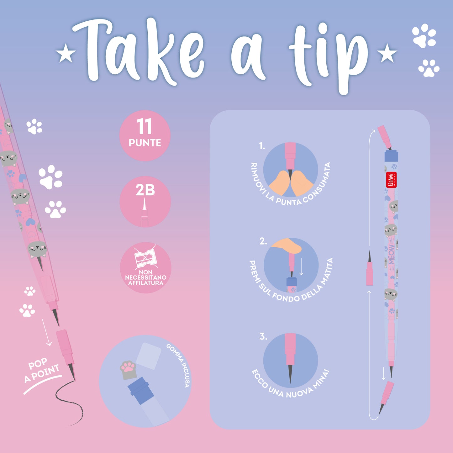 Matita Impilabile con Gomma - Take a Tip