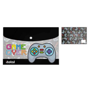 Cartellina portadocumenti LETS PLAY GAME OVER con bottone