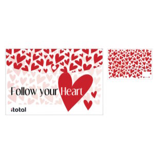 Cartellina portadocumenti FOLLOW YOUR HEART Cuori rossi con bottone