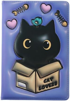 Notebook A5 pagine bianche con copertina 3D, squishy 196 facciate (BLACK CAT)
