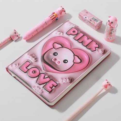 Notebook A5 pagine bianche con copertina 3D, squishy 196 facciate (PIG)