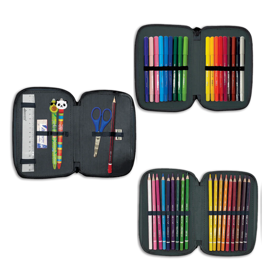 Astuccio 3Zip TINTA UNITA Zoo Nero