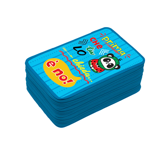 Astuccio 3Zip TINTA UNITA Zoo Azzurro