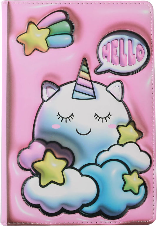 Notebook A5 pagine bianche con copertina 3D, squishy 196 facciate (UNICORN)